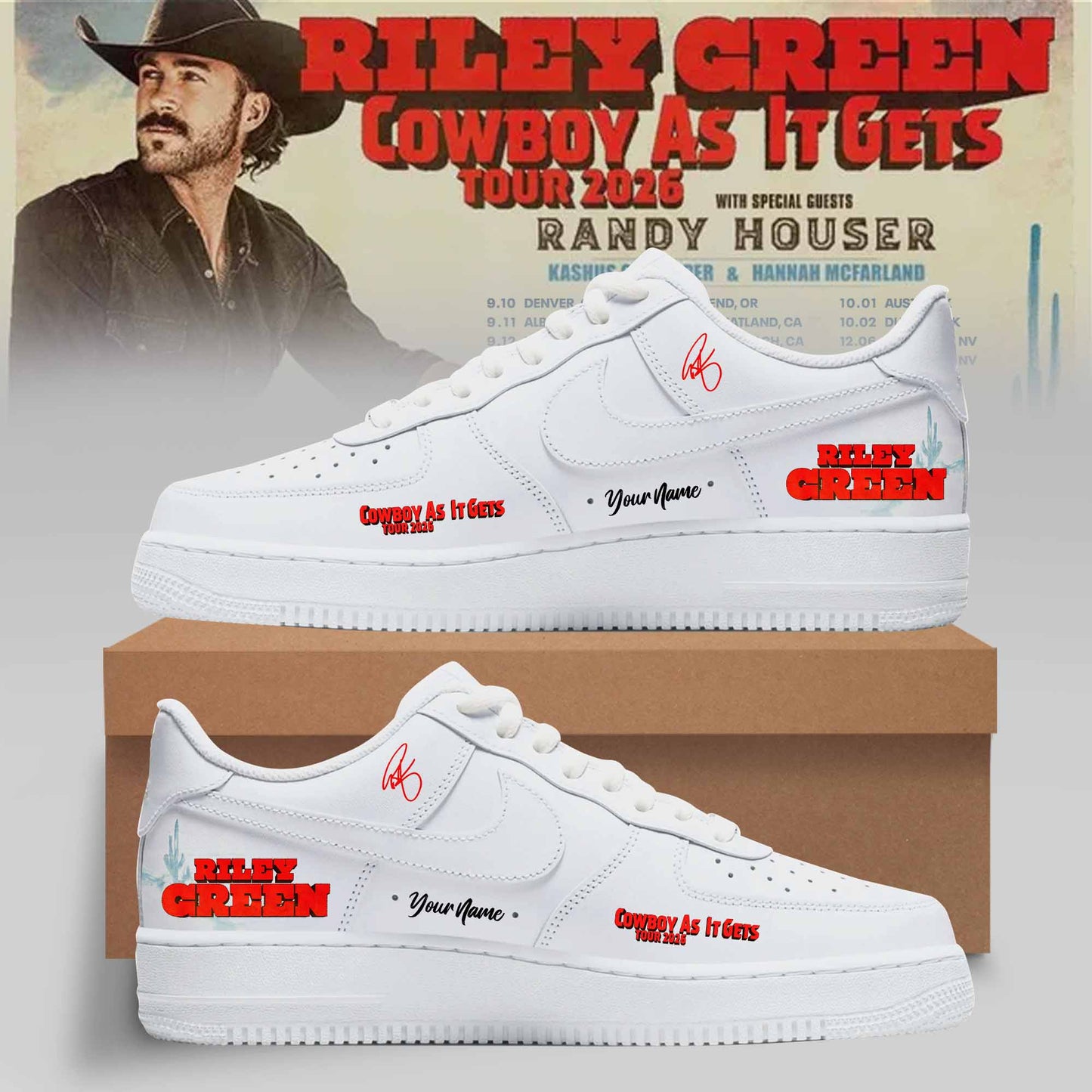 Riley Green’s Cowboy As It Gets Tour 2026 Collection Shoes