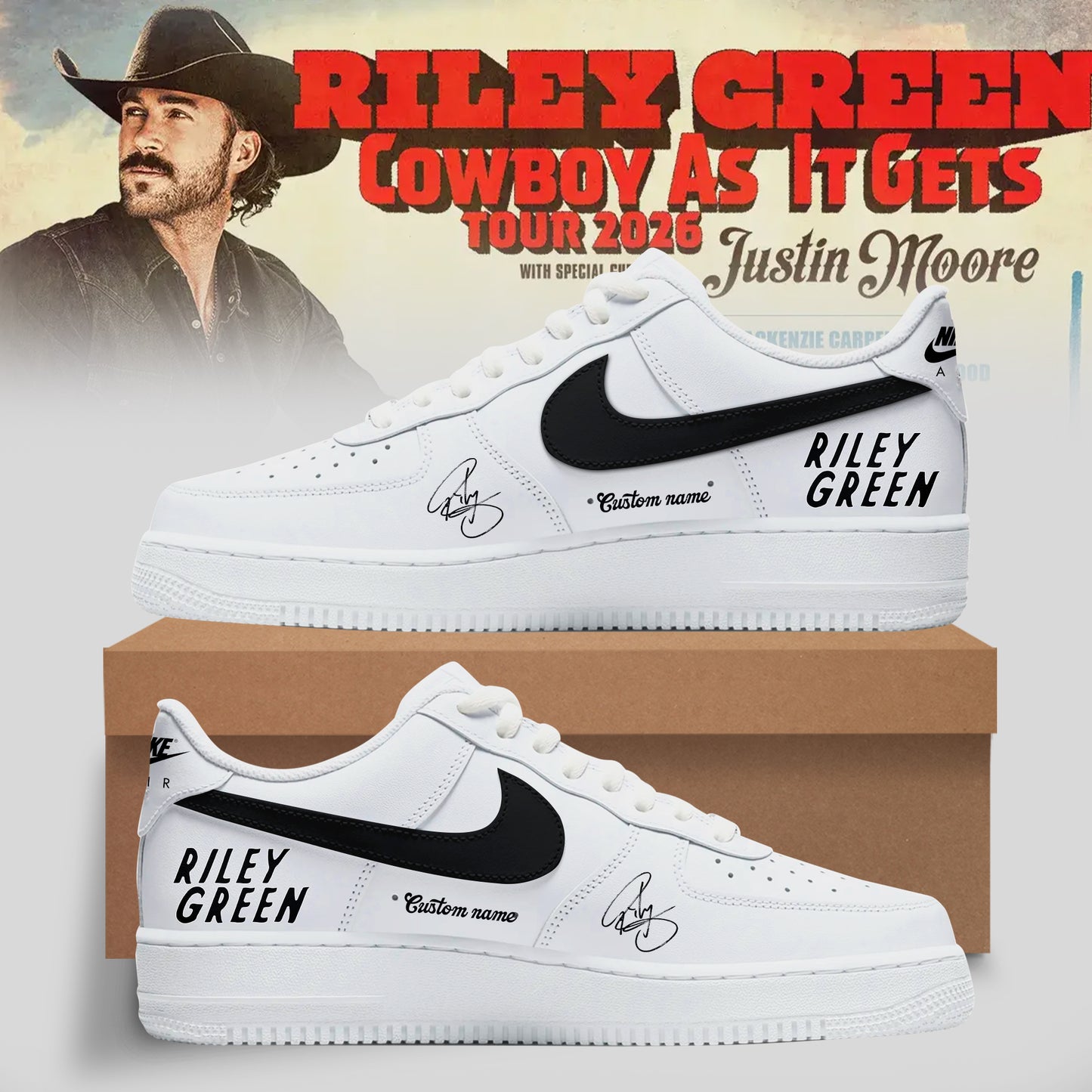 Riley Green’s Cowboy As It Gets Tour 2026 Collection Shoes
