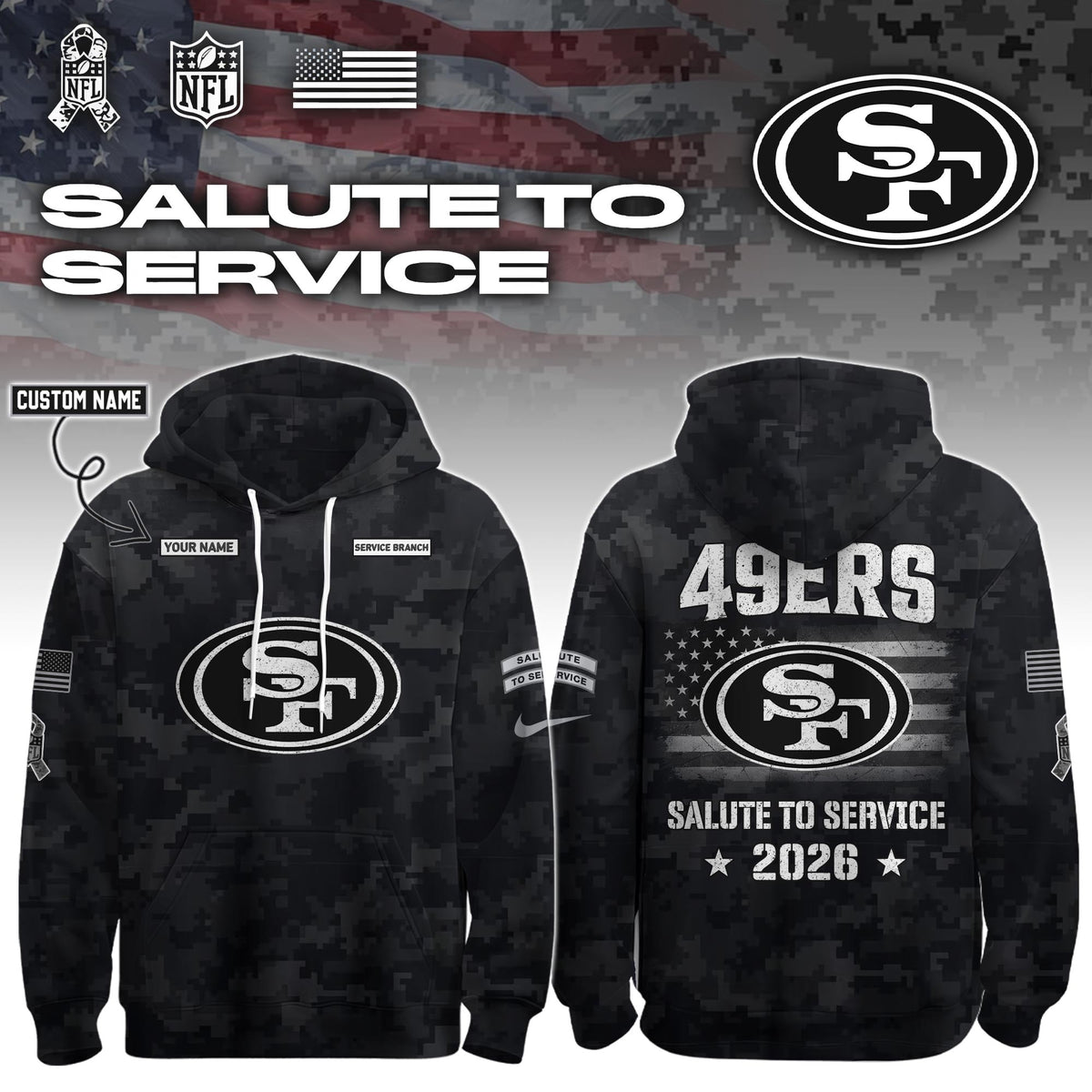 SF 2026 Salute to Service Hoodie custom personalization and service branch Limited Edition + Selling Out Fast