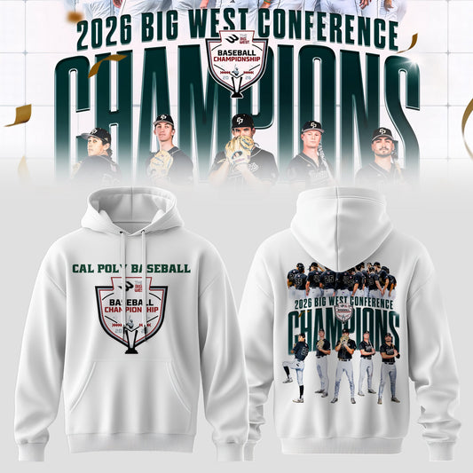 _Big West Conference 2026 Champions – Cal Poly Mustangs Baseball Hoodie