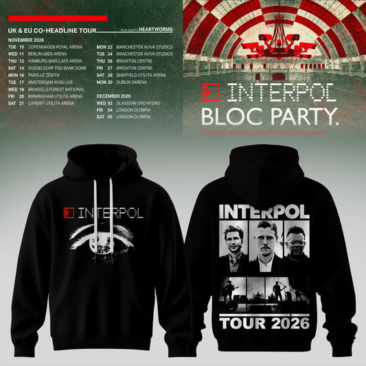 INTERPOL x BLOC PARTY – UK & EU TOUR 2026 HOODIE COLLECTION IS HERE