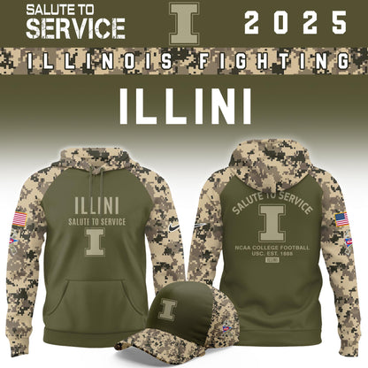 Illinois Fighting Illini Salute To Service Limited Hoodie and Cap 2025 Collection