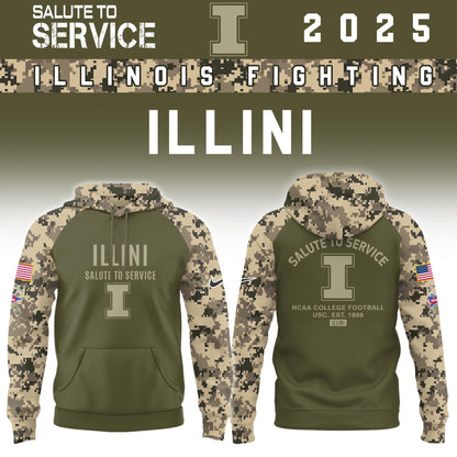 Illinois Fighting Illini Salute To Service Limited Hoodie and Cap 2025 Collection