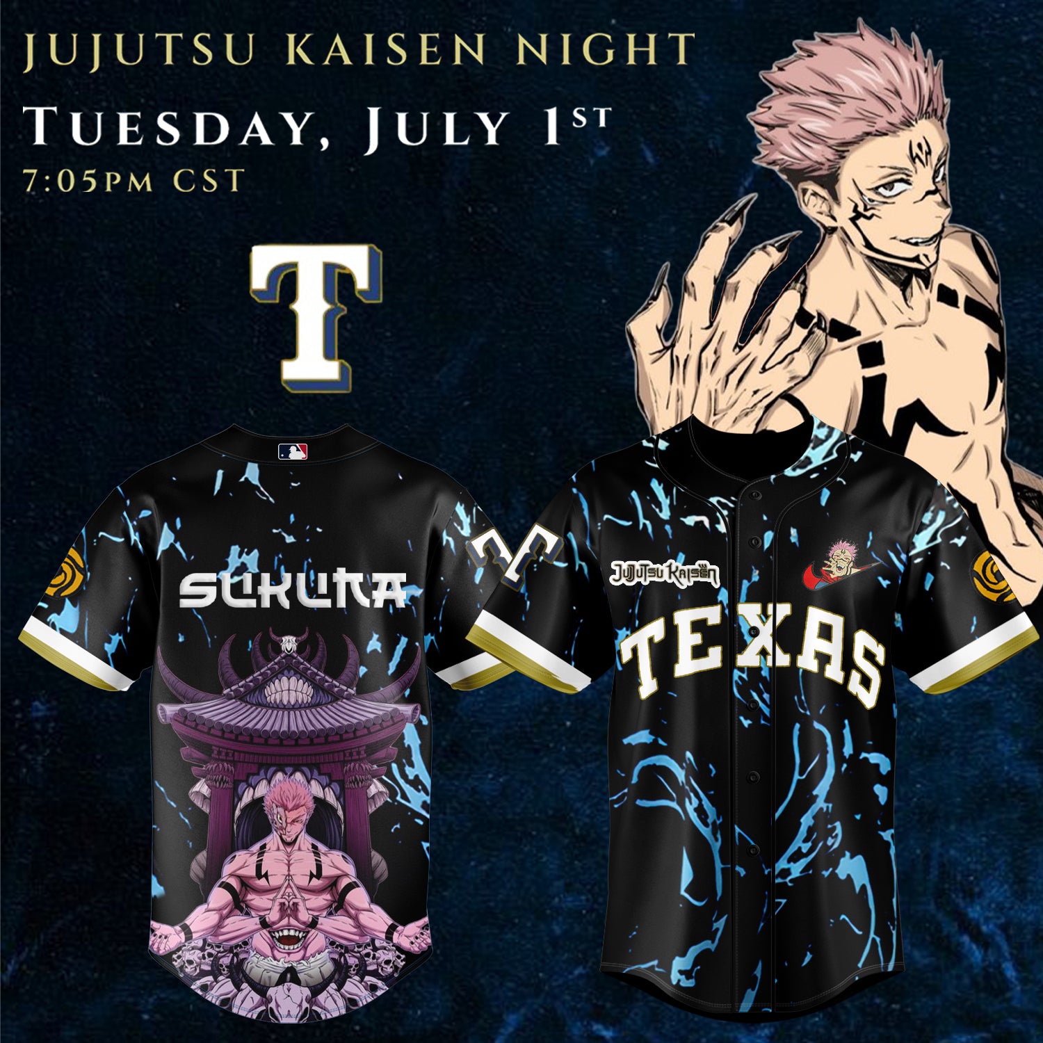 _,,Texas Rangers x Jujutsu Kaisen 2025 Baseball Jersey