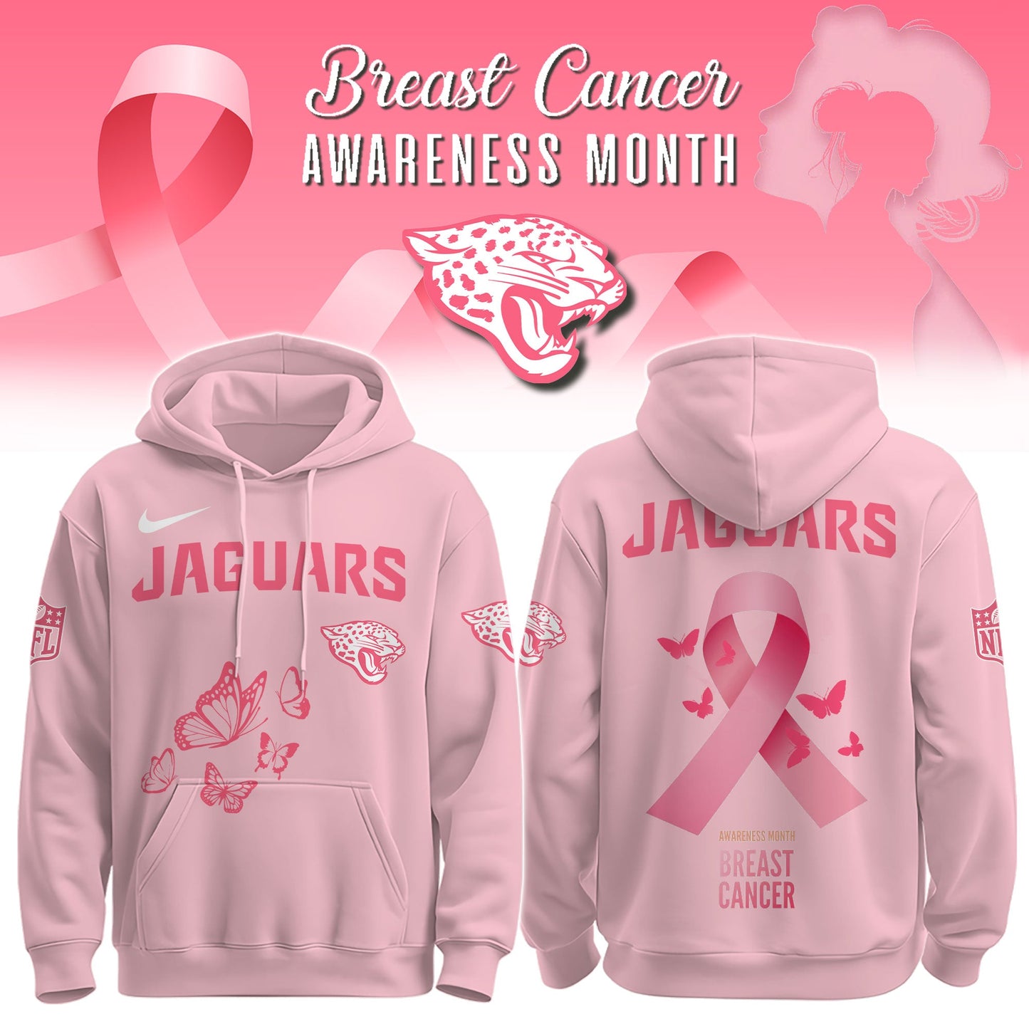 Wear It Pink 2025 - Jacksonville Jaguars Breast Cancer Awareness Edition Hoodie