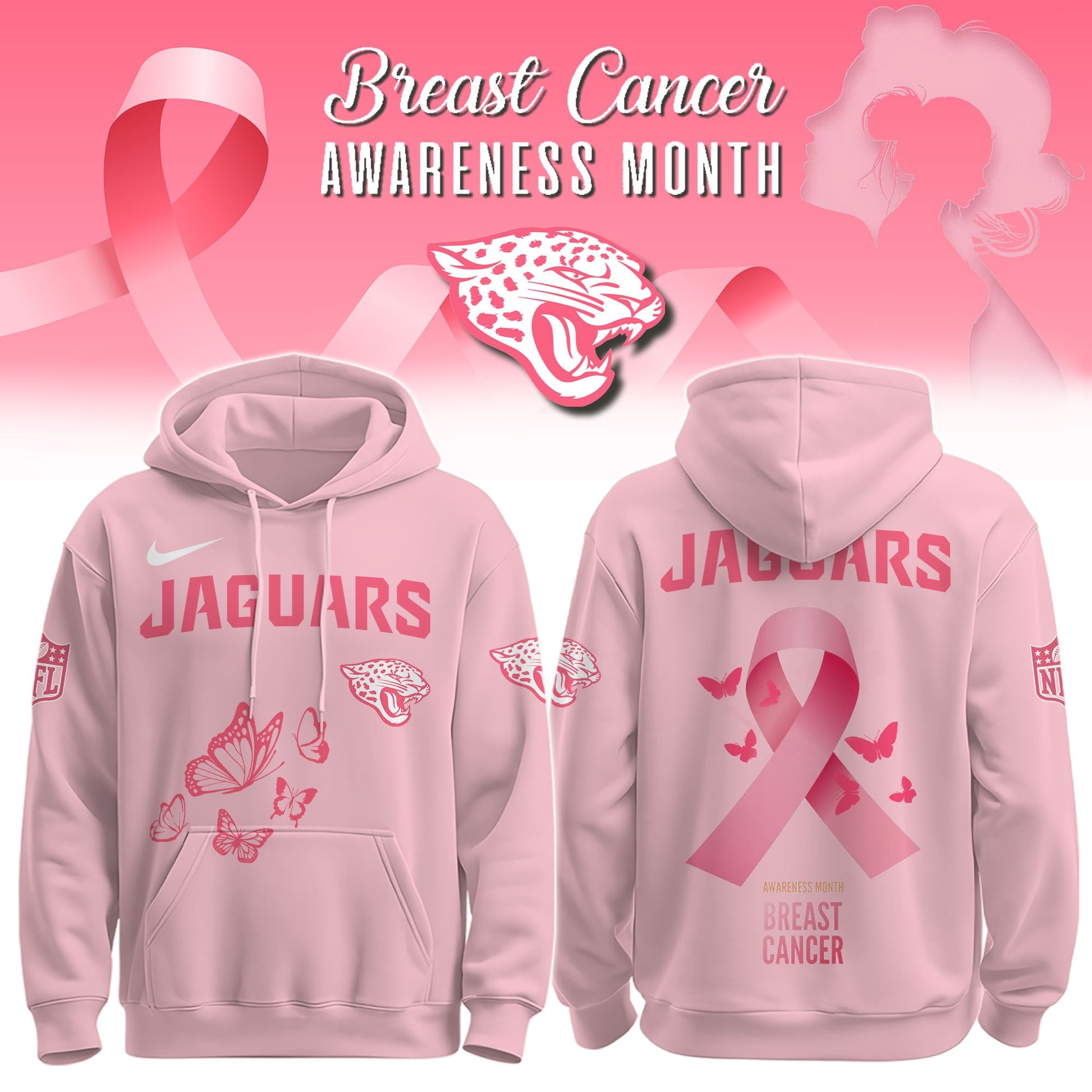 Wear It Pink 2025 - Jacksonville Jaguars Breast Cancer Awareness Edition Hoodie