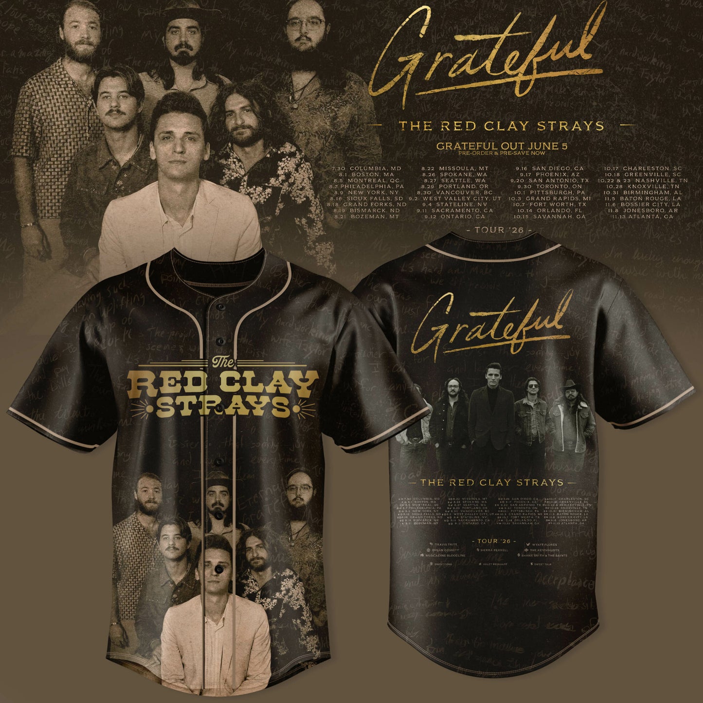THE RED CLAY STRAYS 2026 TOUR MERCH JERSEY IS HERE