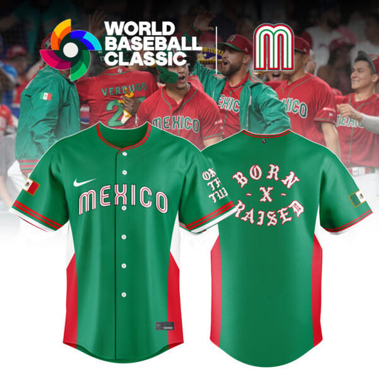 _ Mexico Baseball x Born x Raised Green 2026 World Baseball Classic Jersey Limited Edition Green