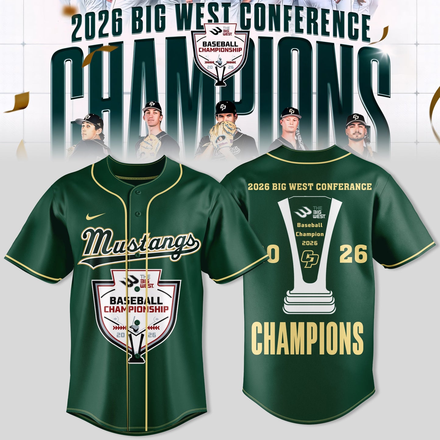 _ Big West Conference 2026 Champions – Cal Poly Mustangs Baseball Jersey
