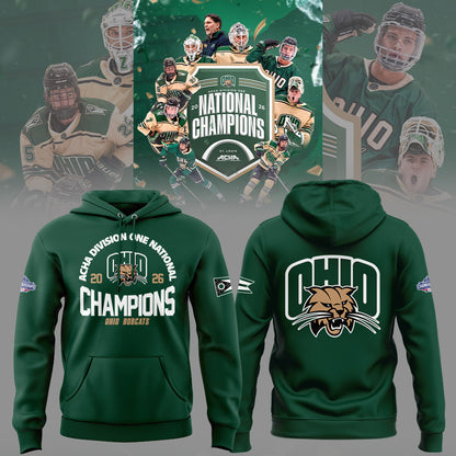 Limited Edition Ohio Bobcat ACHA National Champions 2026🏆Hoodie