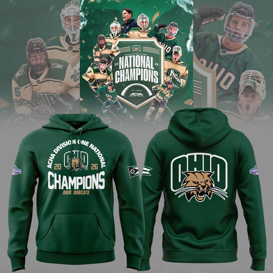 Limited Edition Ohio Bobcat ACHA National Champions 2026🏆Hoodie