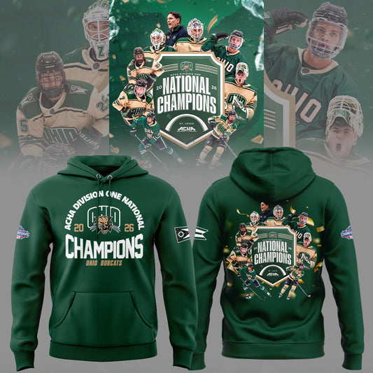 Limited Edition Ohio Bobcat ACHA National Champions 2026🏆Hoodie