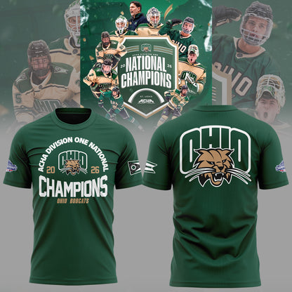 Limited Edition Ohio Bobcat ACHA National Champions 2026🏆TShirt
