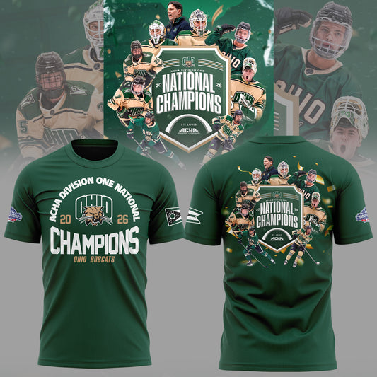Limited Edition Ohio Bobcat ACHA National Champions 2026🏆TShirt