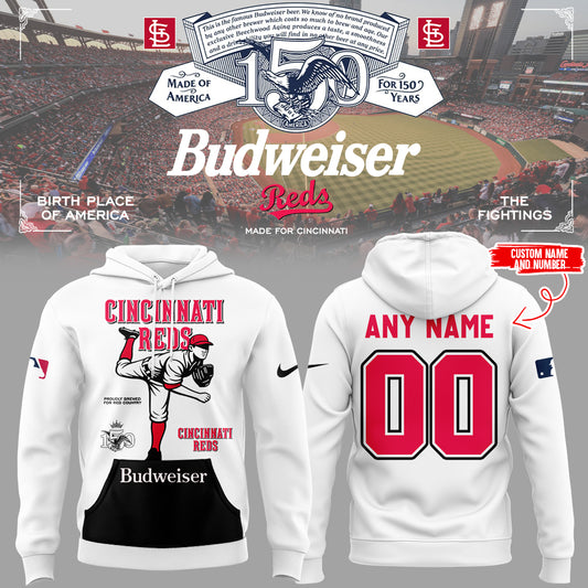 Red ⚾ Budweiser 150 years custom Hoodie