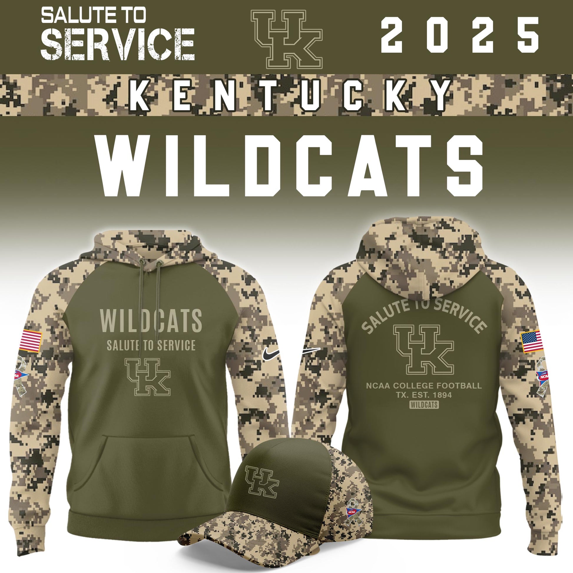 Kentucky Wildcats Salute To Service Limited Hoodie and Cap 2025 Collection