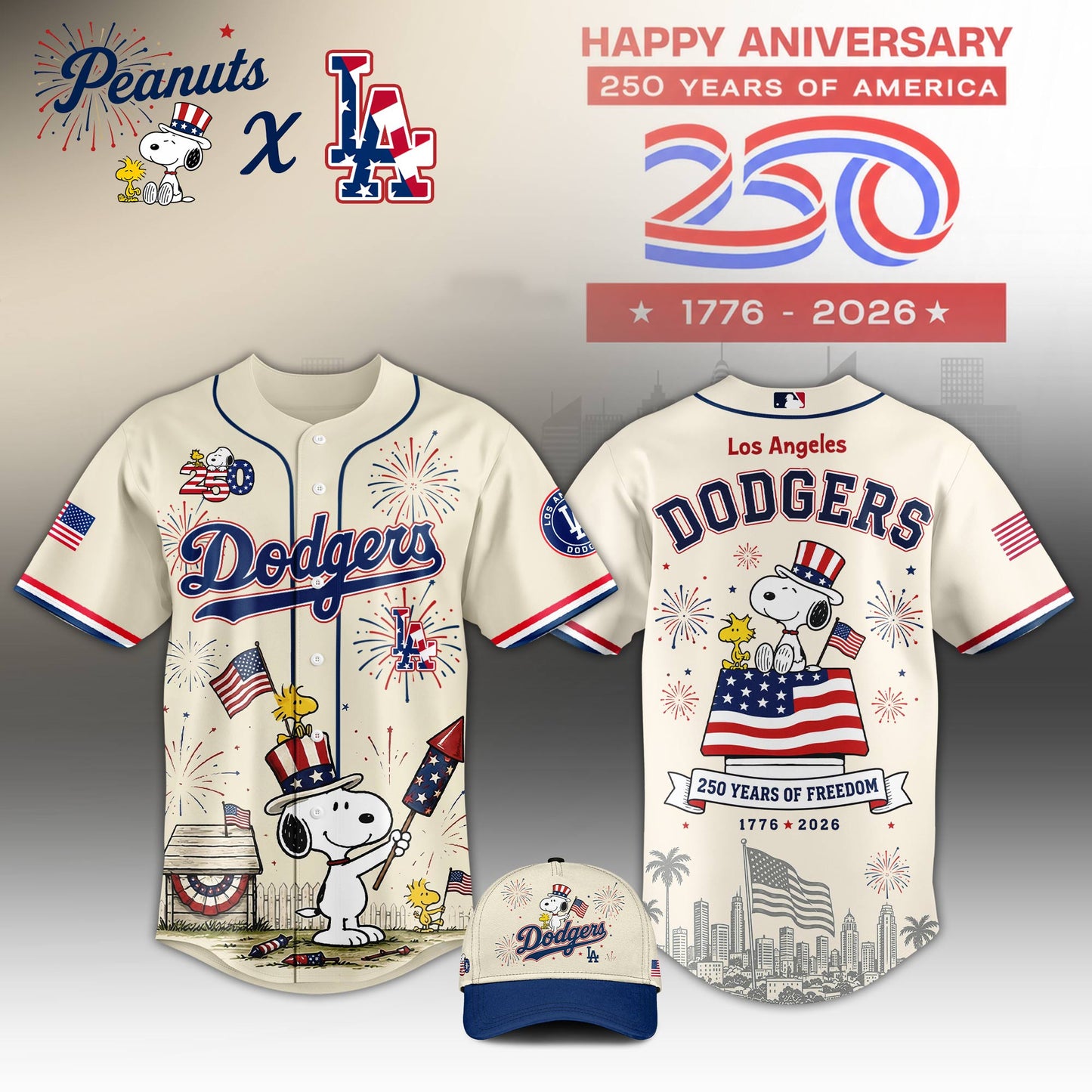 All Team x Peanuts – Snoopy 250y Of America Edition Jersey For Fans