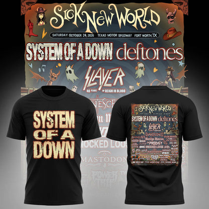 Limited Edition SOAD Tour 2026 SICK NEW WORLD Tshirt