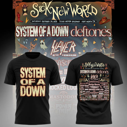 Limited Edition SOAD Tour 2026 SICK NEW WORLD Tshirt