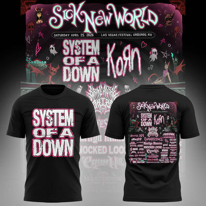 Limited Edition SOAD Tour 2026 SICK NEW WORLD Tshirt