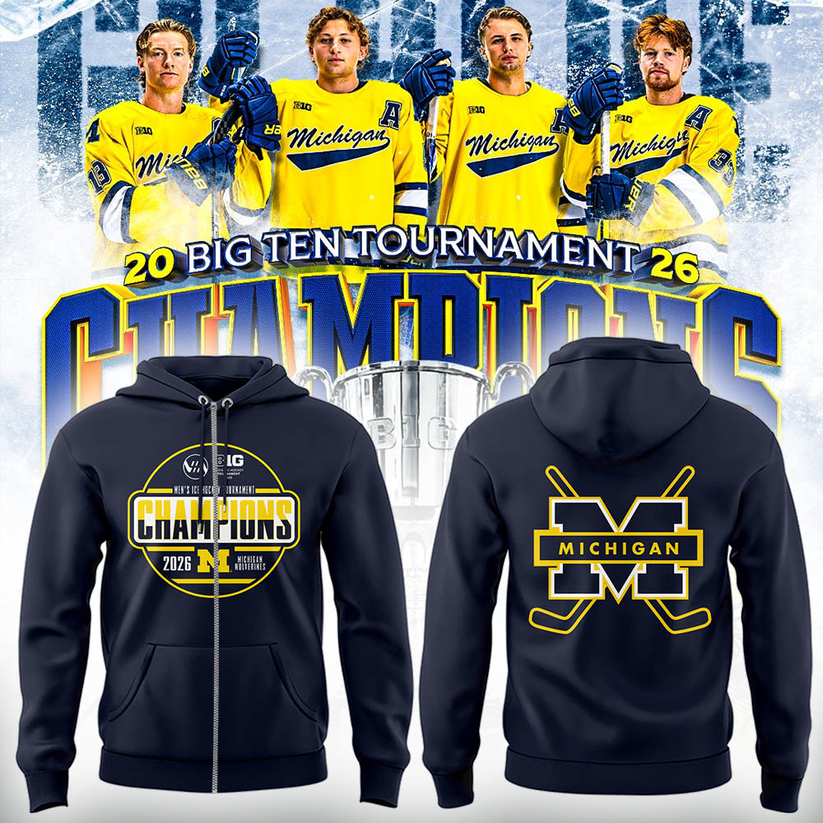 Limited Edition Michigan The Hockey Tournament Champions 2026 Zip Hoodie