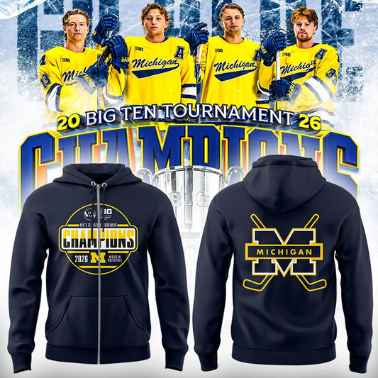 Limited Edition Michigan The Hockey Tournament Champions 2026 Zip Hoodie