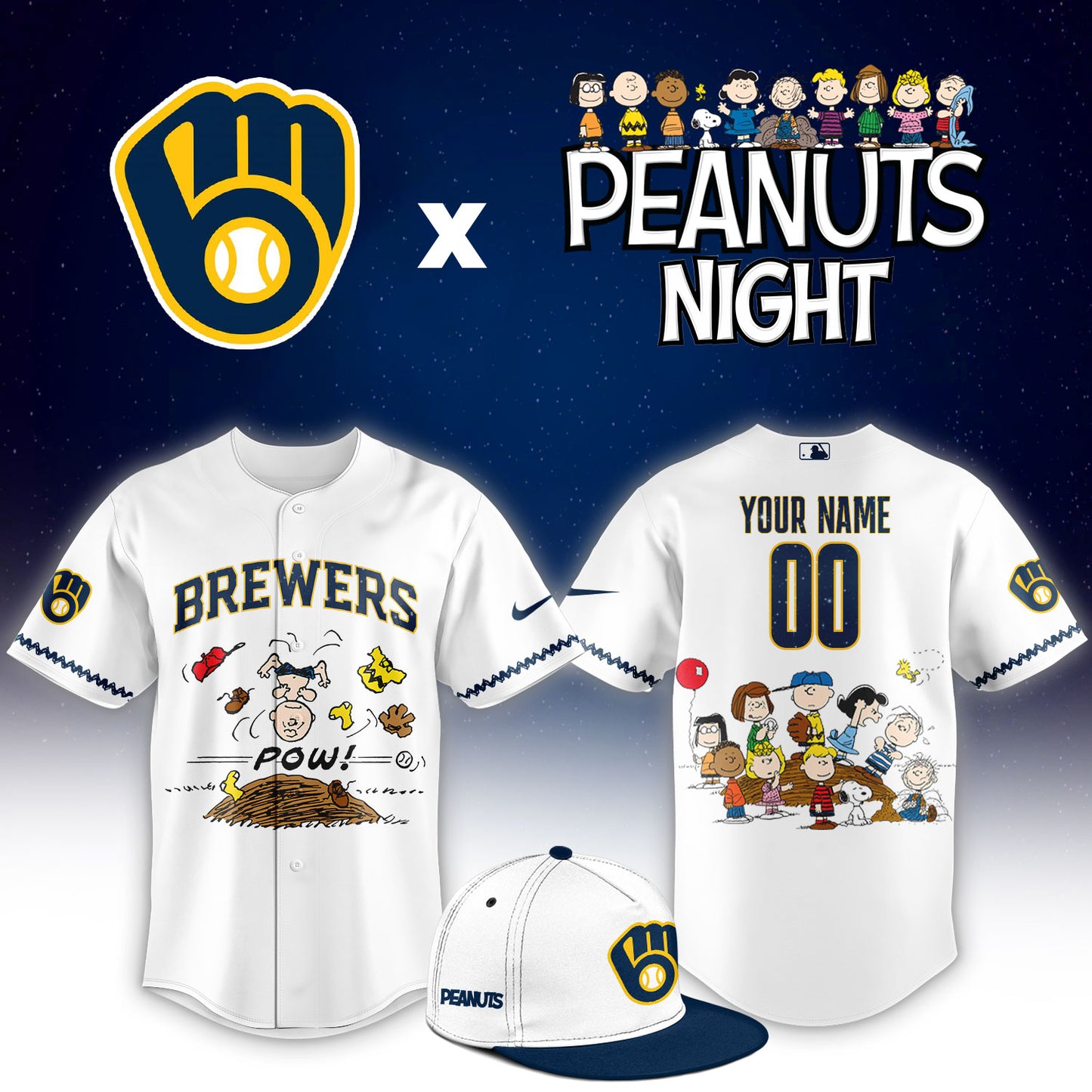 Baseball x Peanuts Night Limited Custom Jersey