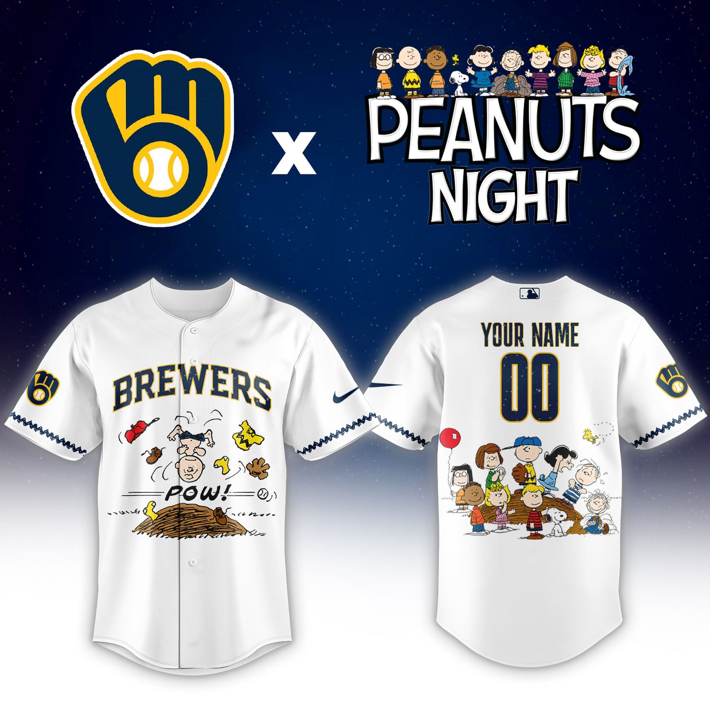 Baseball x Peanuts Night Limited Custom Jersey