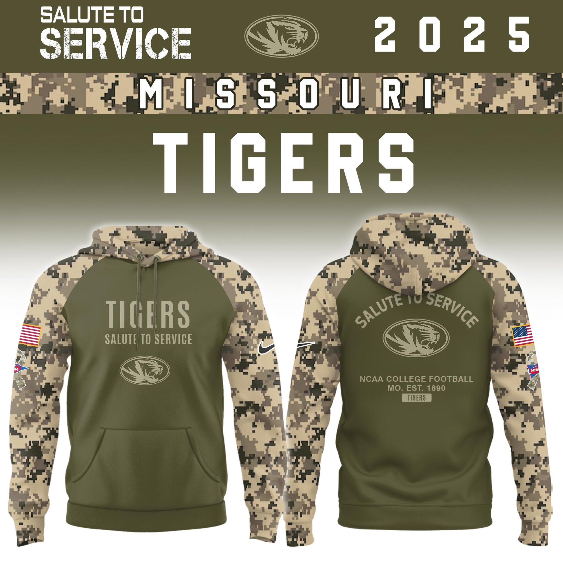 Missouri Tigers Salute To Service Limited Hoodie and Cap 2025 Collection
