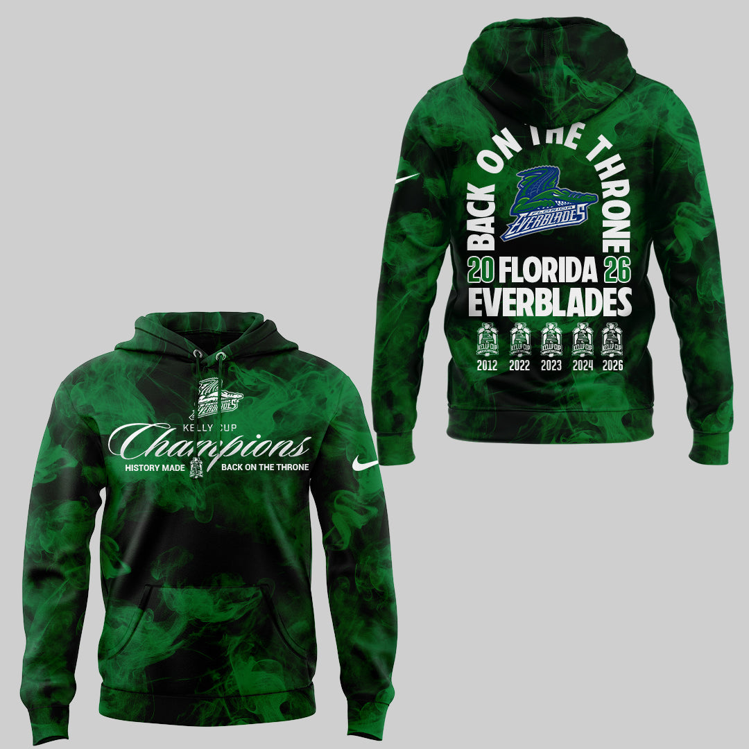 Limited Edition Florida Everblades 2026 Kelly Cup Champions Hoodie