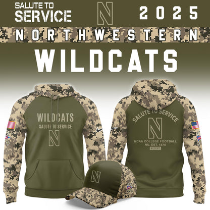 Northwestern Wildcats Salute To Service Limited Hoodie and Cap 2025 Collection