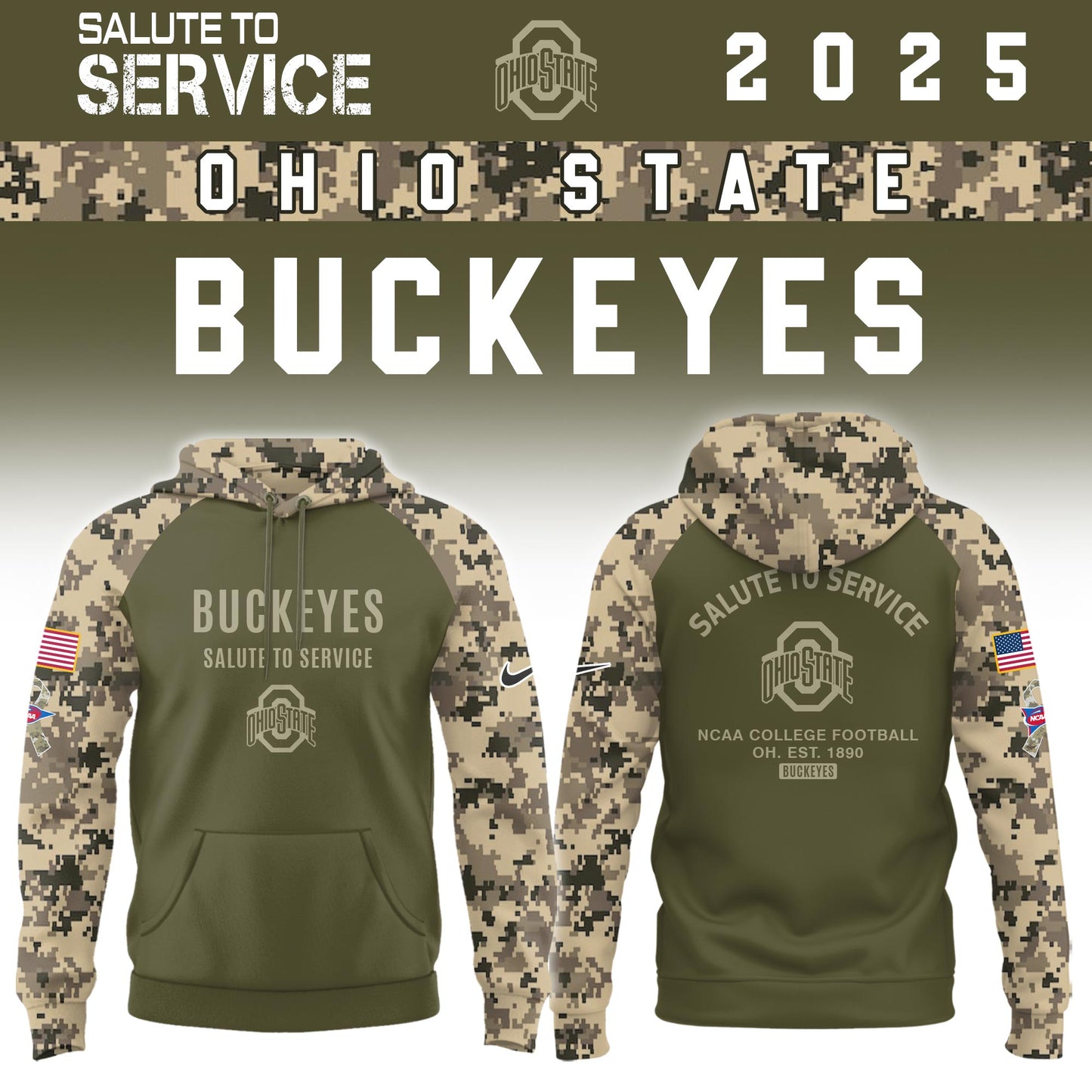 Ohio State Buckeyes Salute To Service Limited Hoodie and Cap 2025 Collection