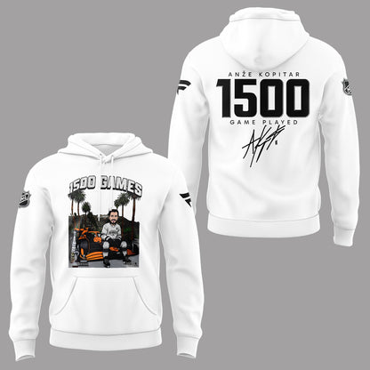 Limited Edition Anze Kopitar 1500 game play Hoodie-PA030626027