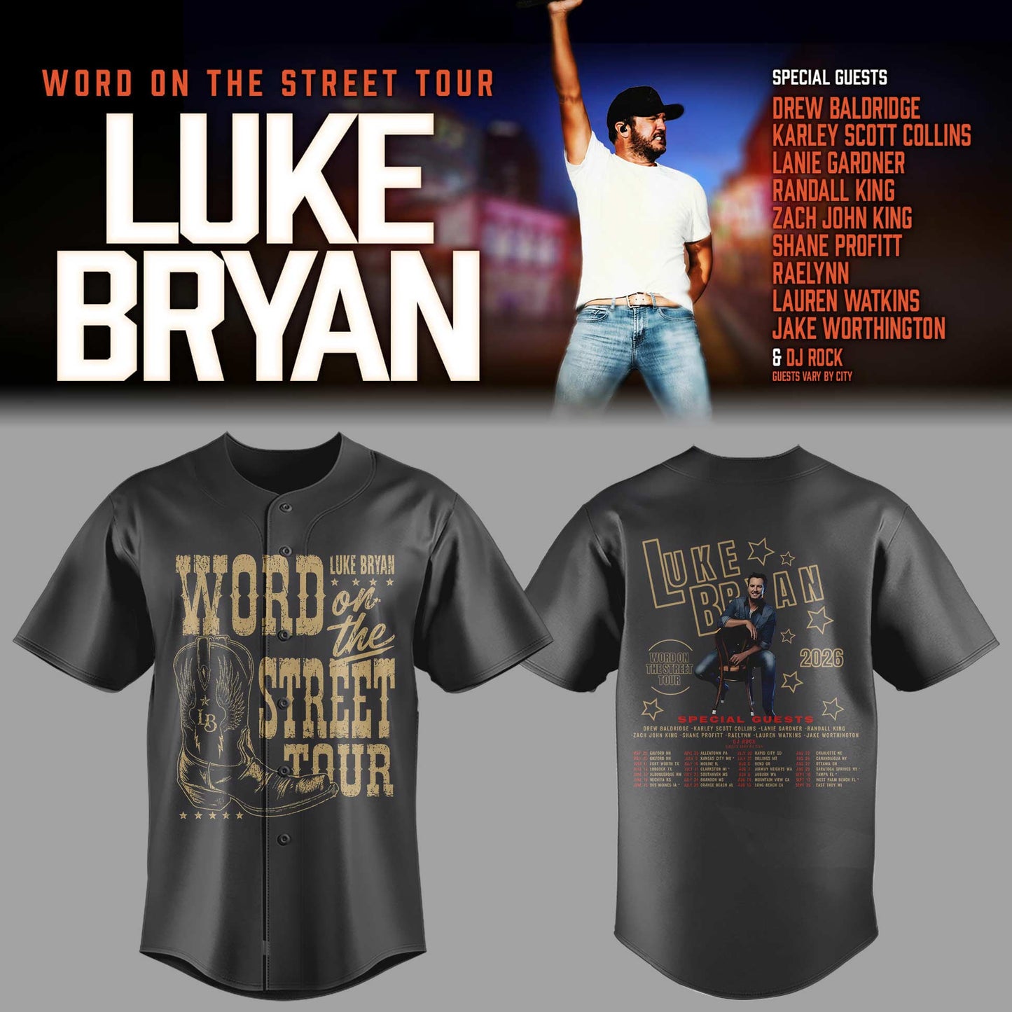 LB “Word On The Street Tour” 🎤🤠 Baseball Jersey