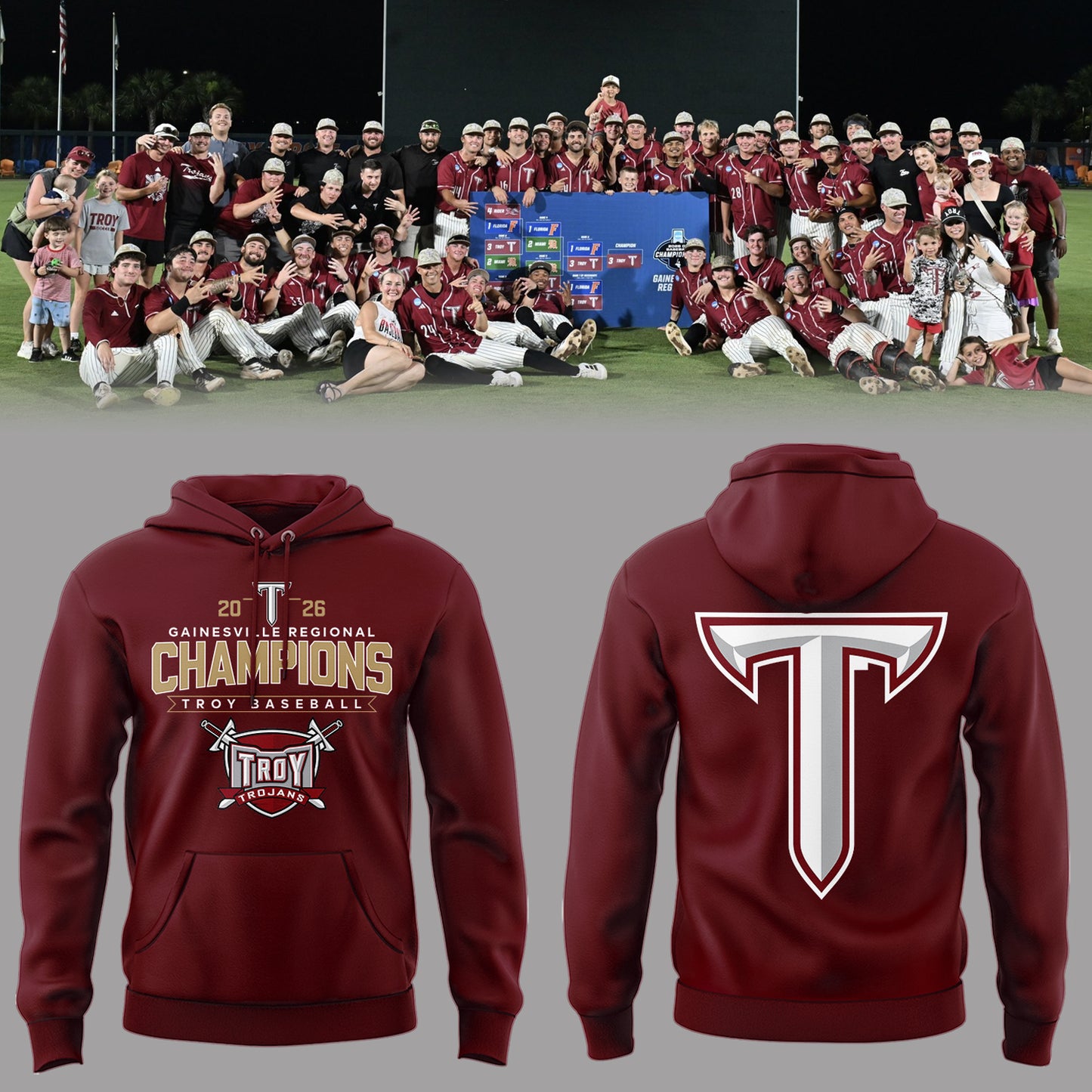 Limited Edition Troy Baseball x Champion Gainesville Regional 2026 Hoodie