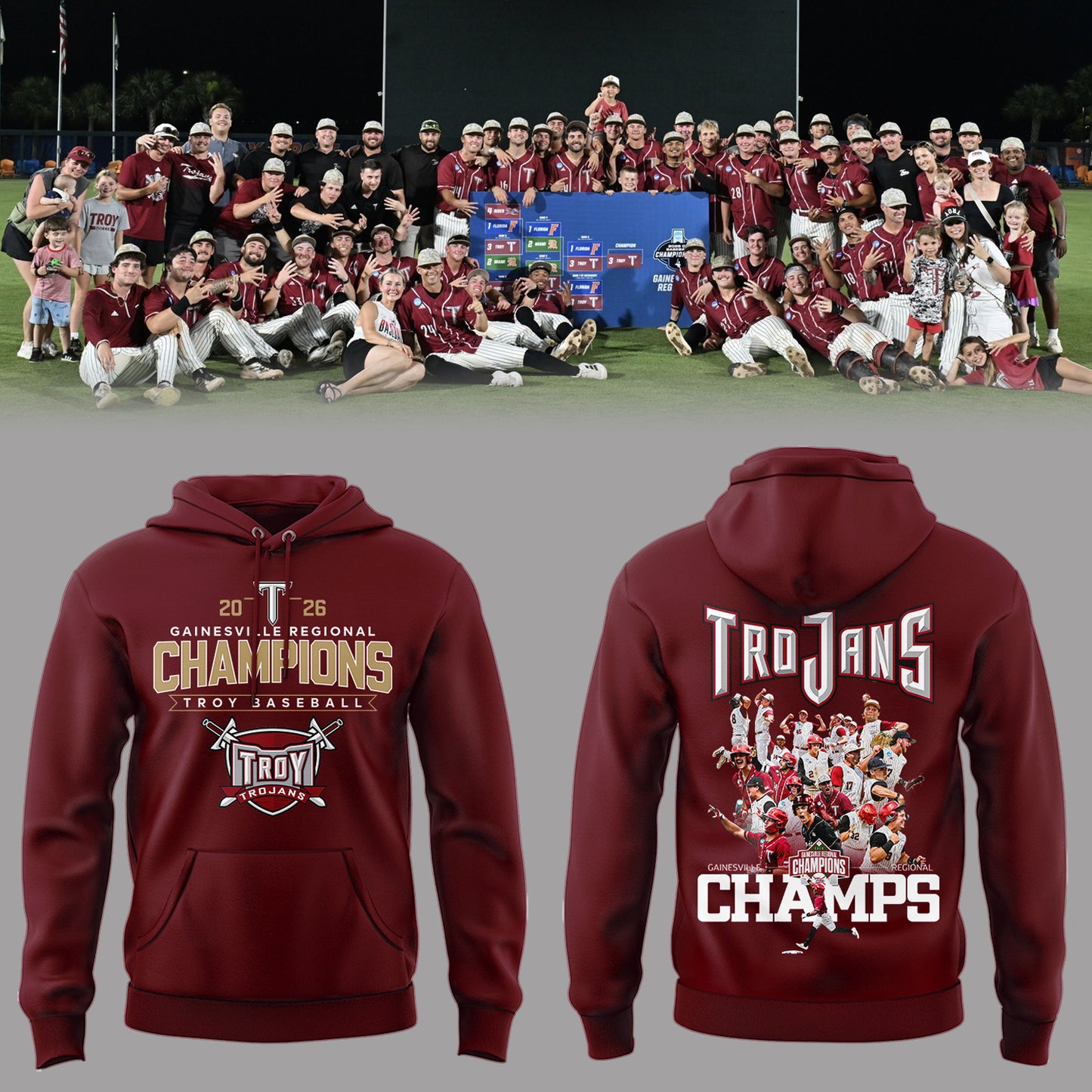 Limited Edition Troy Baseball x Champion Gainesville Regional 2026 Hoodie