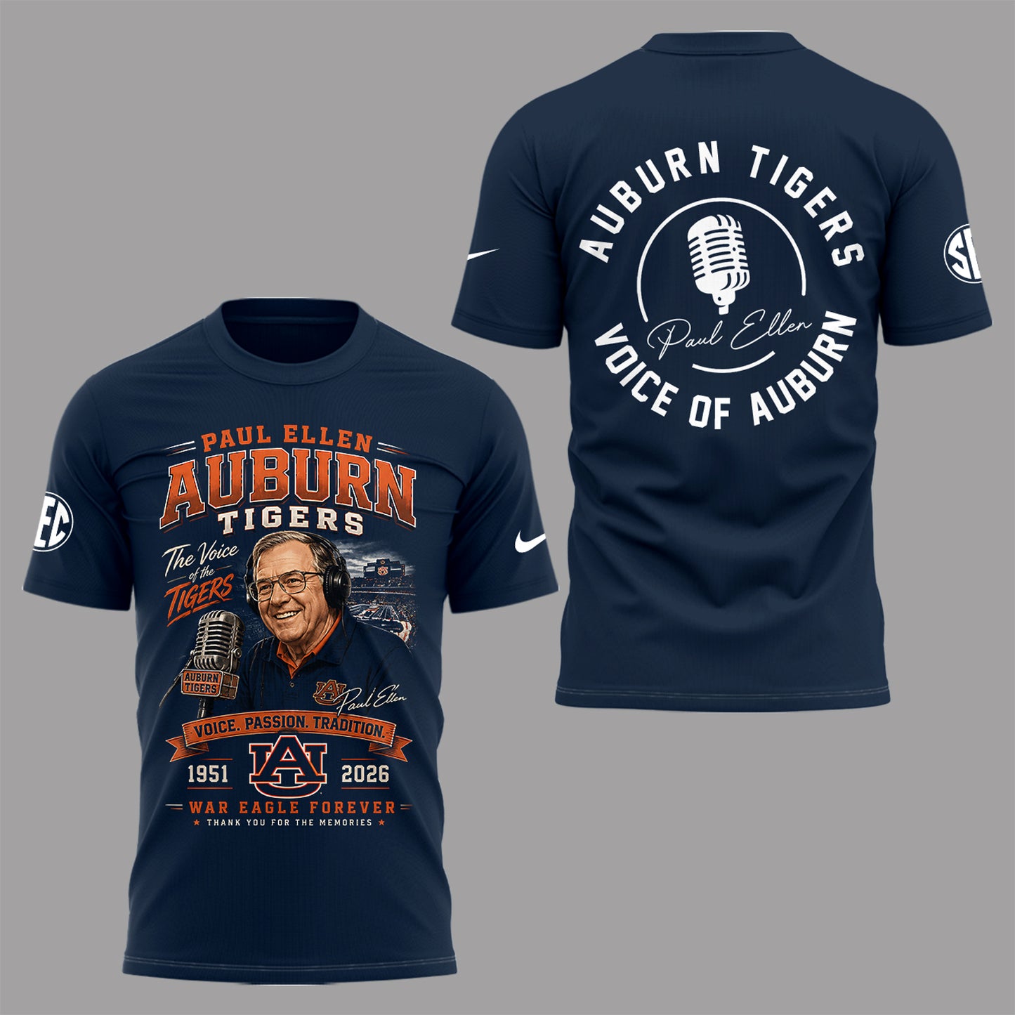 “Remembering Paul Ellen – The Voice of Auburn”🎙️🐅Shirt