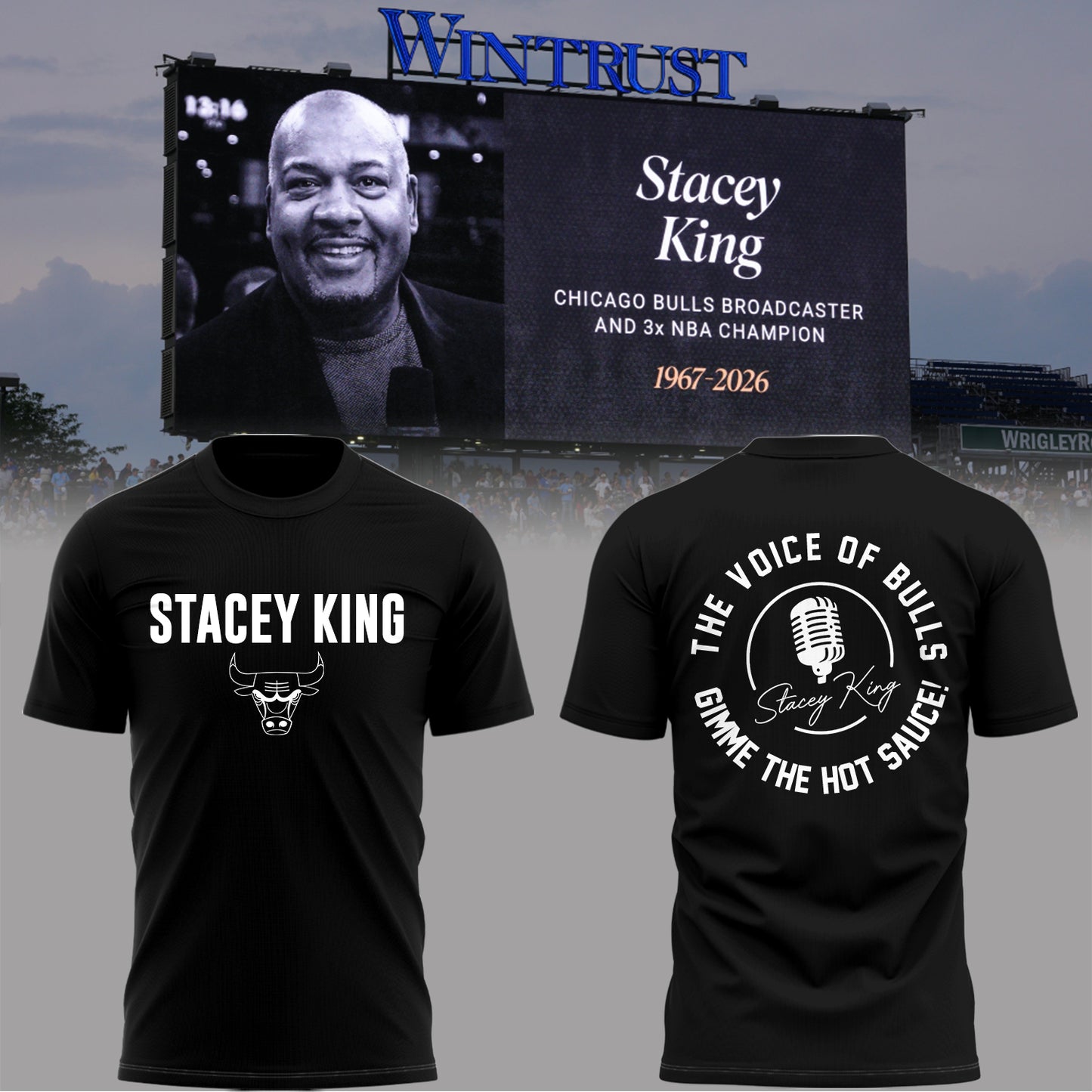 “Remembering Stacey King – The Voice of Bulls”🎙️🏀 TShirt