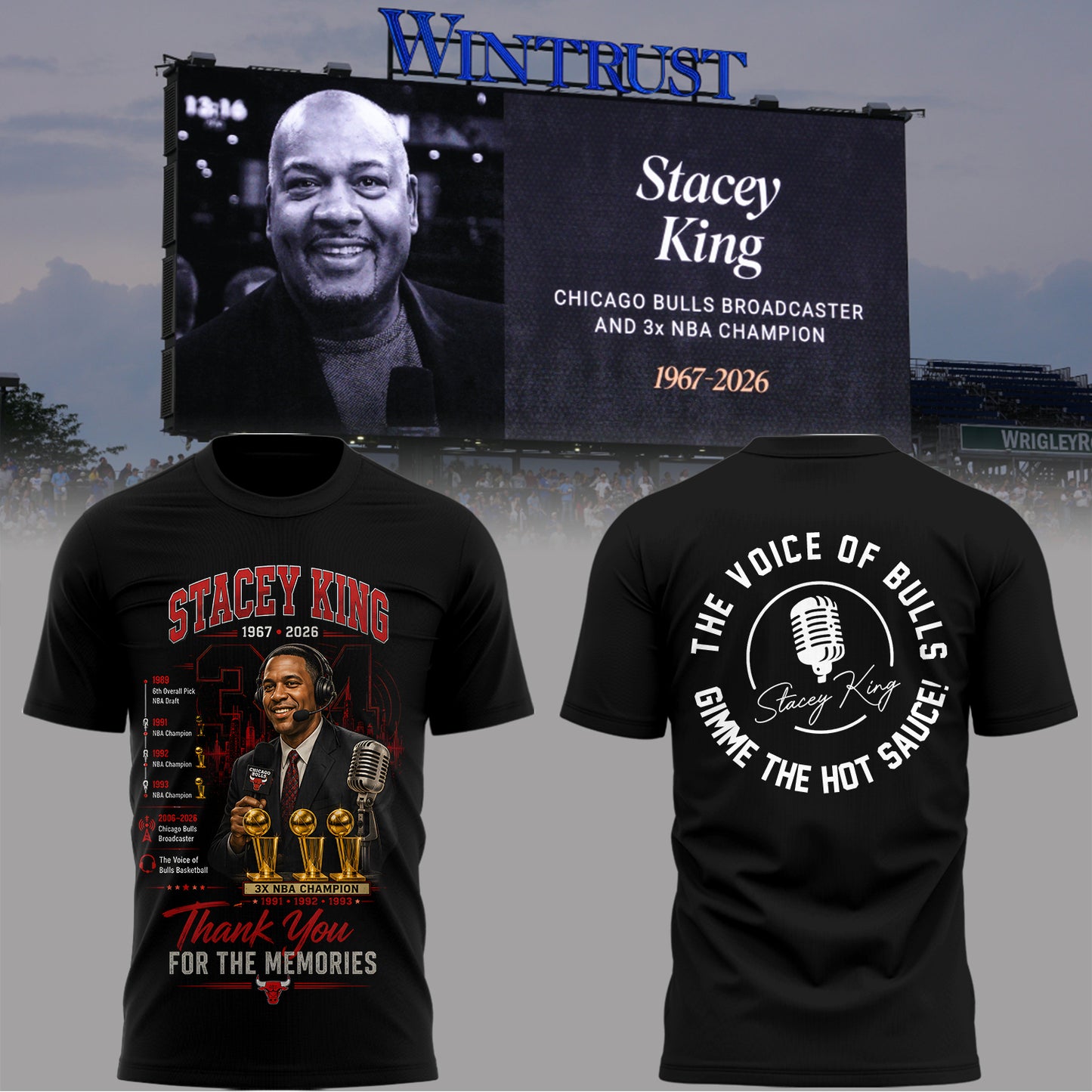 “Remembering Stacey King – The Voice of Bulls”🎙️🏀 TShirt