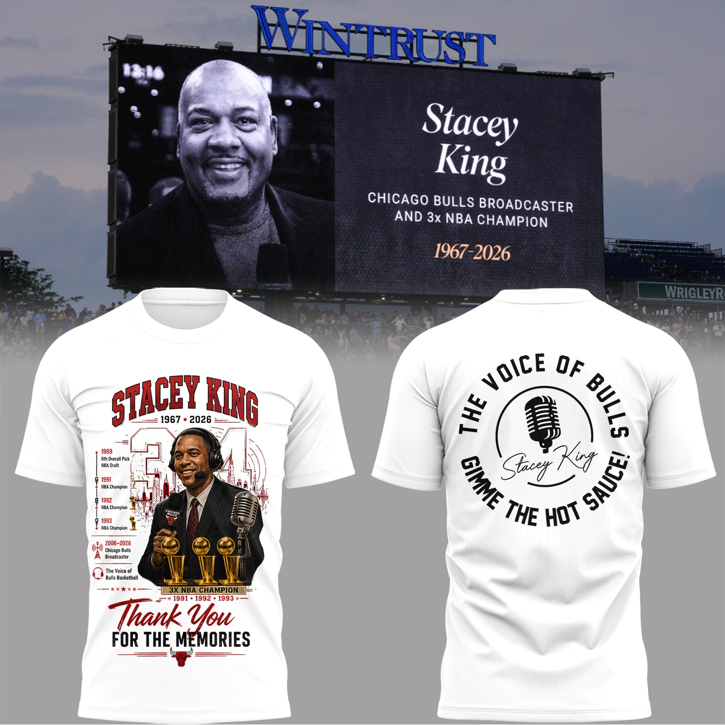 “Remembering Stacey King – The Voice of Bulls”🎙️🏀 TShirt