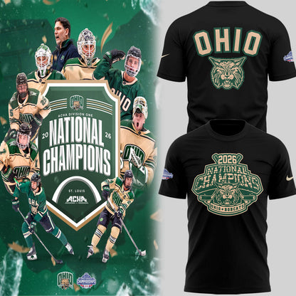 Limited Edition Ohio Bobcat ACHA National Champions 2026🏆TShirt