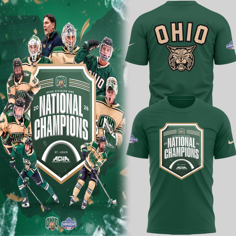 Limited Edition Ohio Bobcat ACHA National Champions 2026🏆TShirt