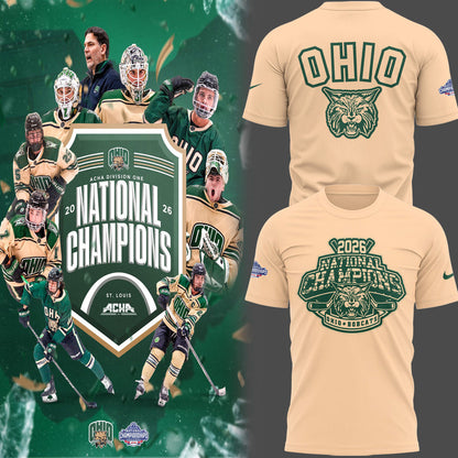 Limited Edition Ohio Bobcat ACHA National Champions 2026🏆TShirt