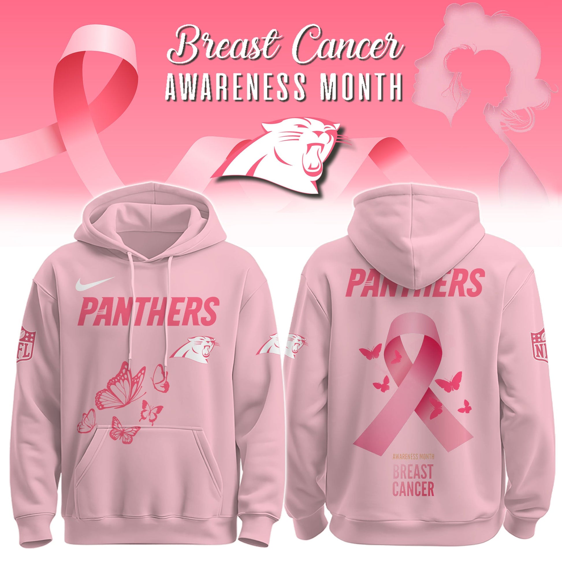 Wear It Pink 2025 - Carolina Panthers Breast Cancer Awareness Edition Hoodie