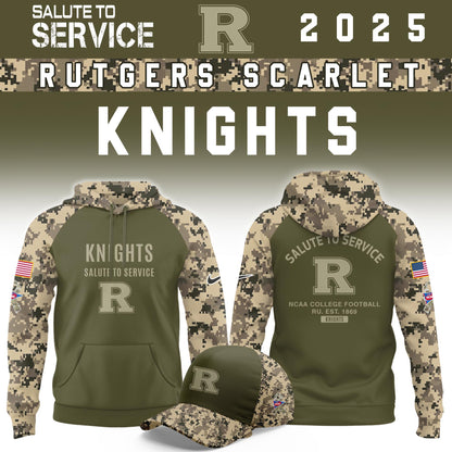 Rutgers Scarlet Knights Salute To Service Limited Hoodie and Cap 2025 Collection