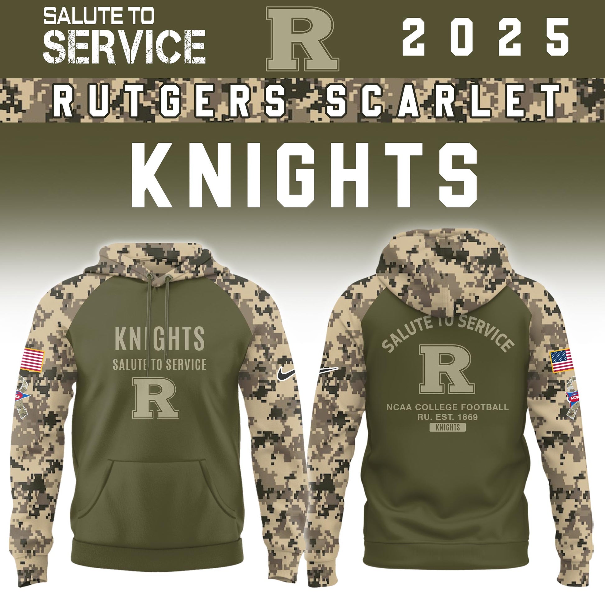 Rutgers Scarlet Knights Salute To Service Limited Hoodie and Cap 2025 Collection