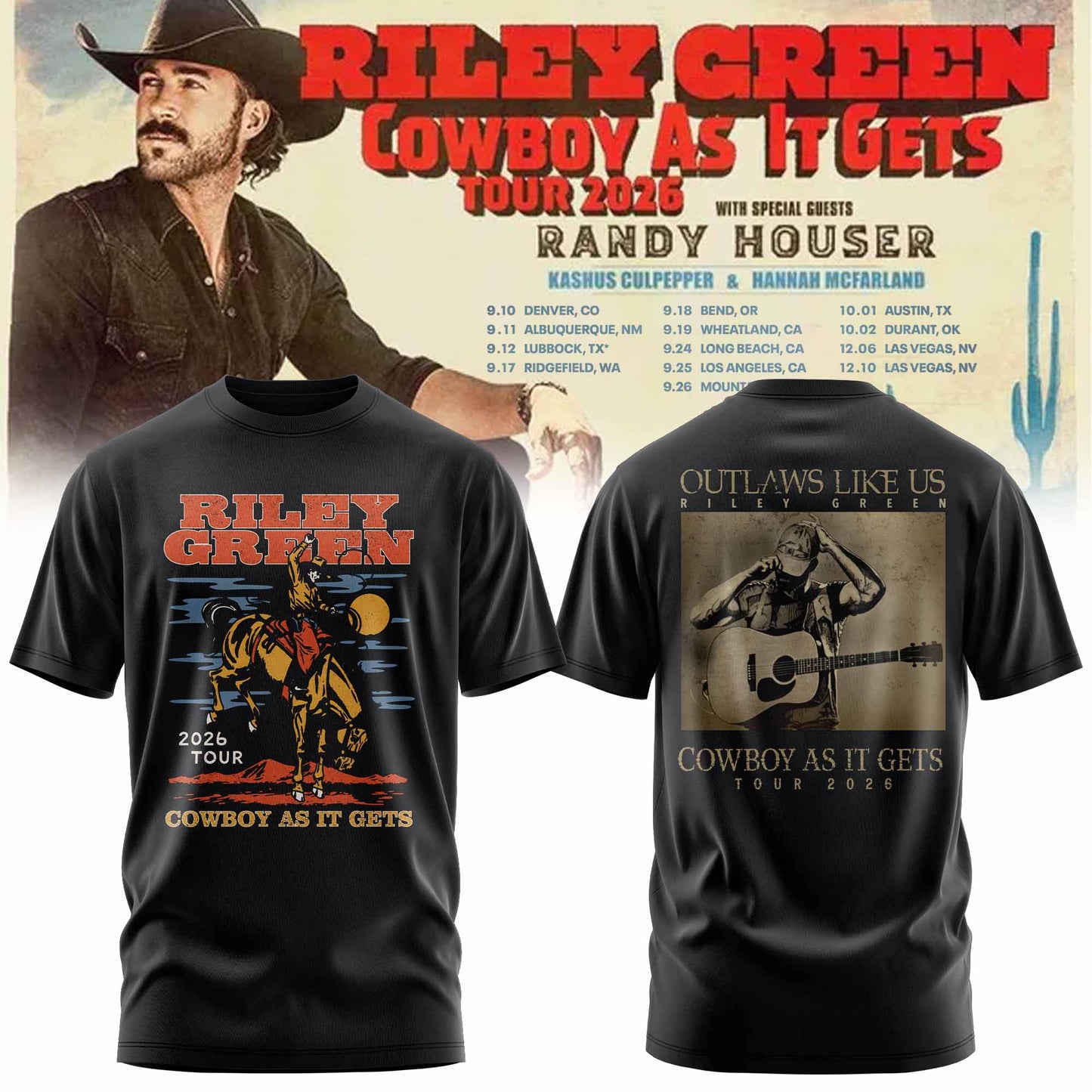 RILEY GREEN – COWBOY AS IT GETS COLLECTION Tshirt