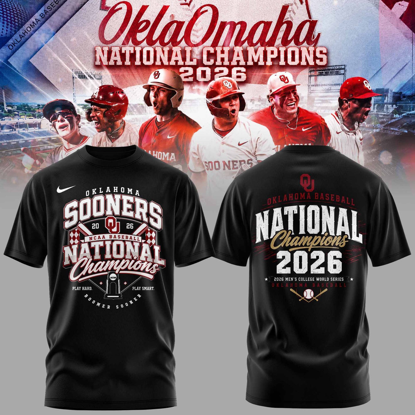 Oklahoma Sooners 2026 Baseball National Champions Tshirt