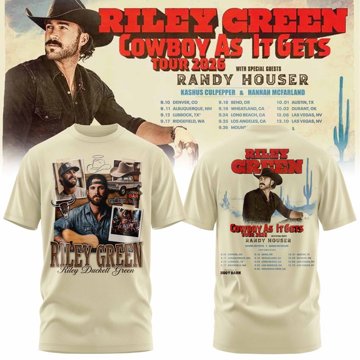 RILEY GREEN – COWBOY AS IT GETS COLLECTION Tshirt