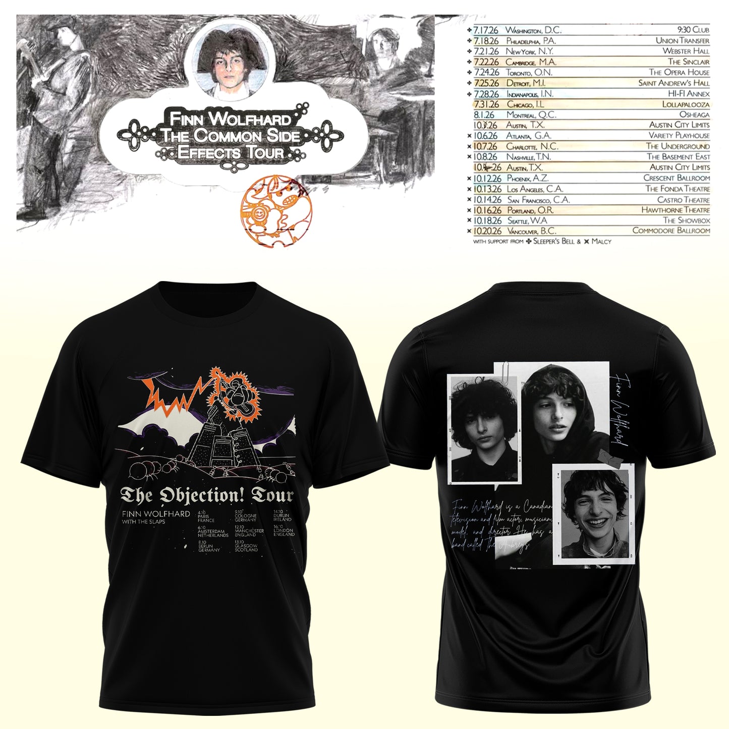 Finn Wolfhard – The Common Side Effects Tour T-Shirt